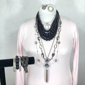 Black and Silver Tone Jewelry Lot